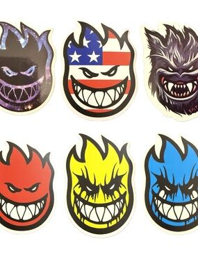 Spitfire Skateboard Sticker Lot 6 Bighead Flame Decals Galaxy Wolf USA Rare